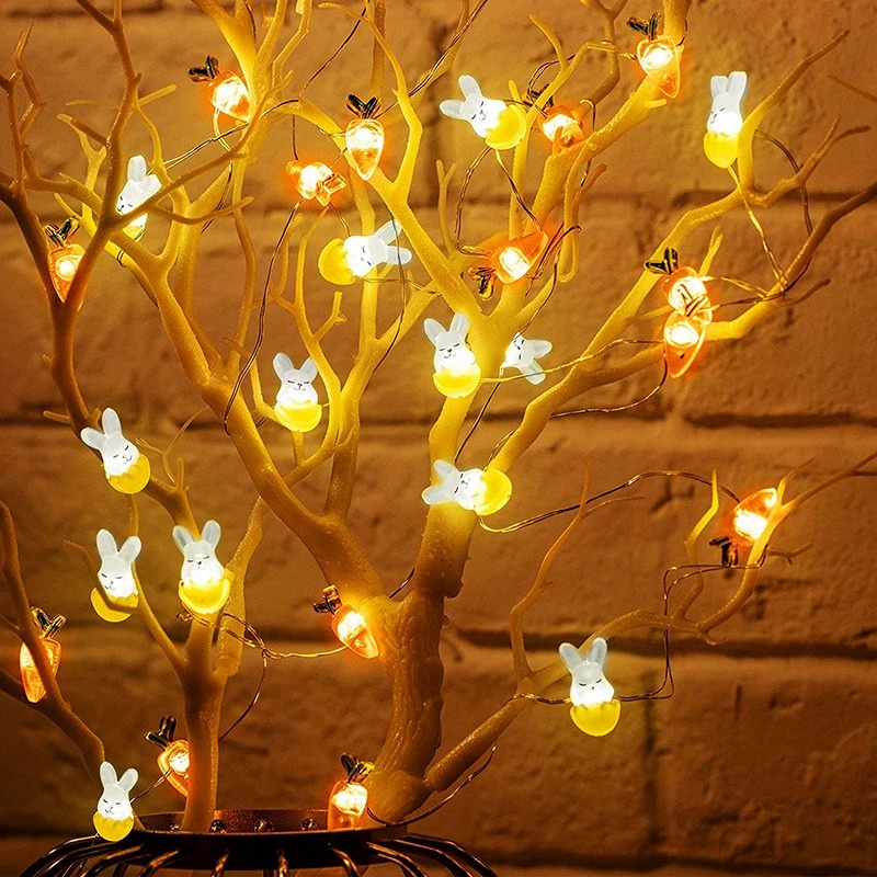 [Featured] 1 / 2M 10 / 20LEDs Easter Rabbit String Light USB / Battery Powered Egg Bunny Carrot Fairy Lights Garland Ornaments Home Garden Decoration Party Supplies