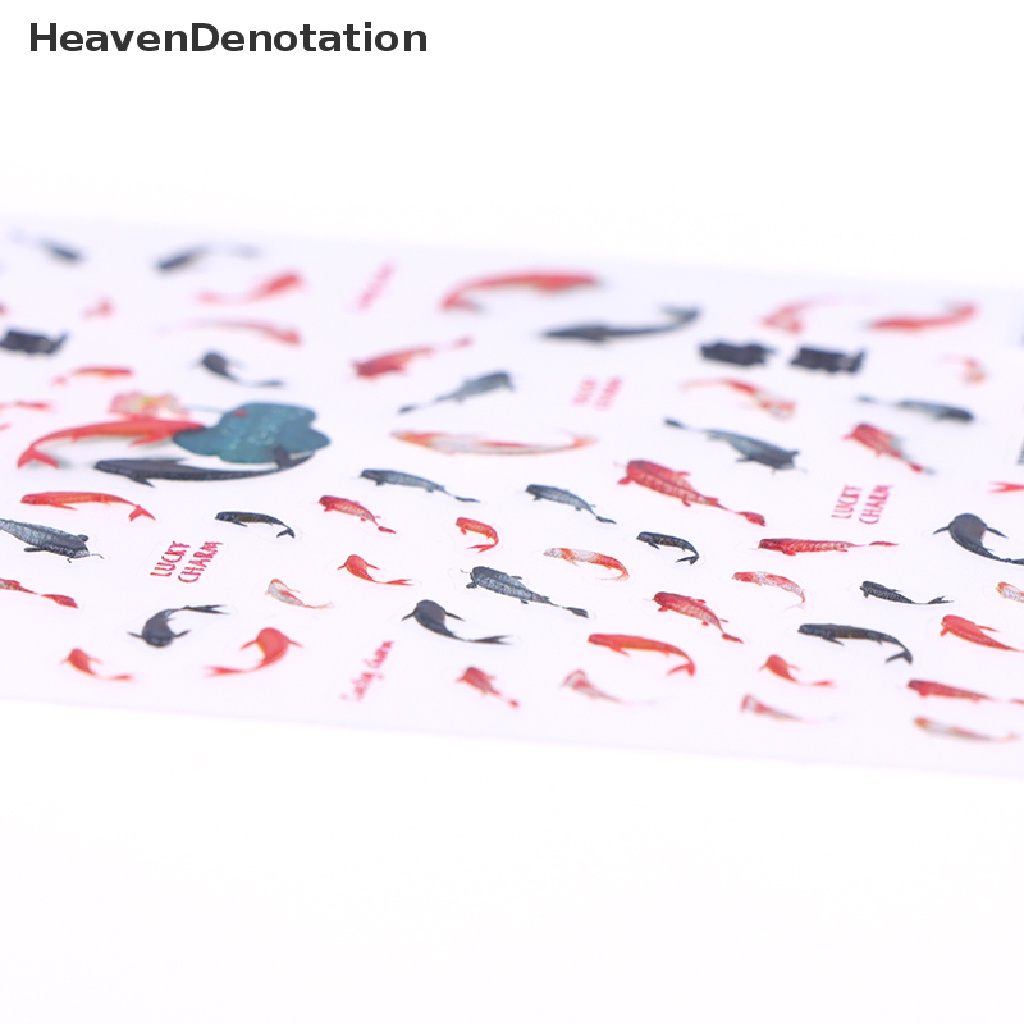 [HeavenDenotation] Ikan Koi Merah Ikan Mas 5D Stiker Kuku Tulisan 3D Stiker Kuku Stiker Perlengkapan HDV