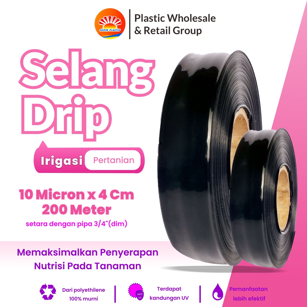 Selang Drip 10 Micron 4 Cm 200 Meter - Pipa 3/4 Inch