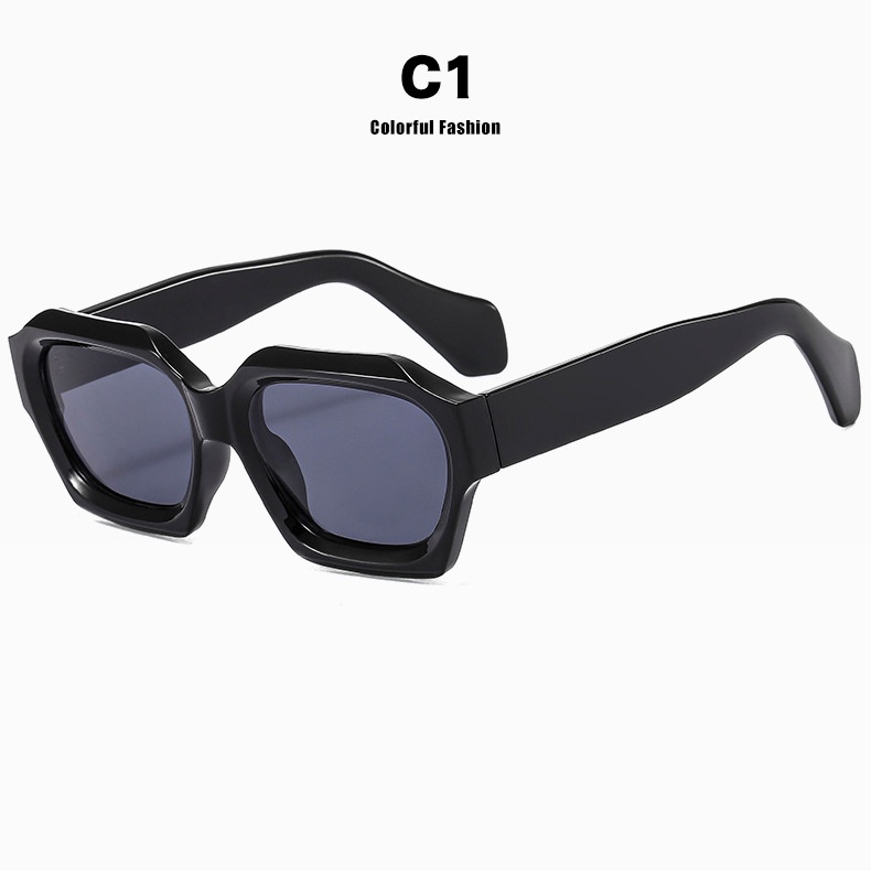 Kacamata Hitam Retro Outdoor Frame Irregular Untuk Pria Dan Wanita