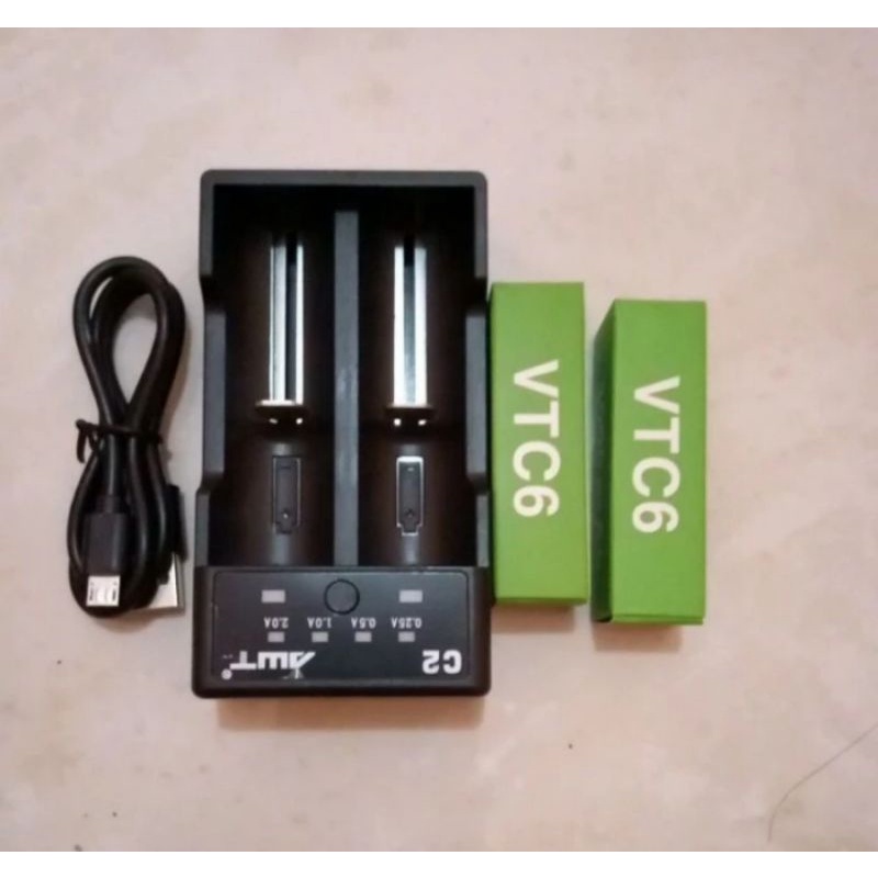 paket lengkap Charger 2 slot Awt C2 charging casan 2 selot Usb