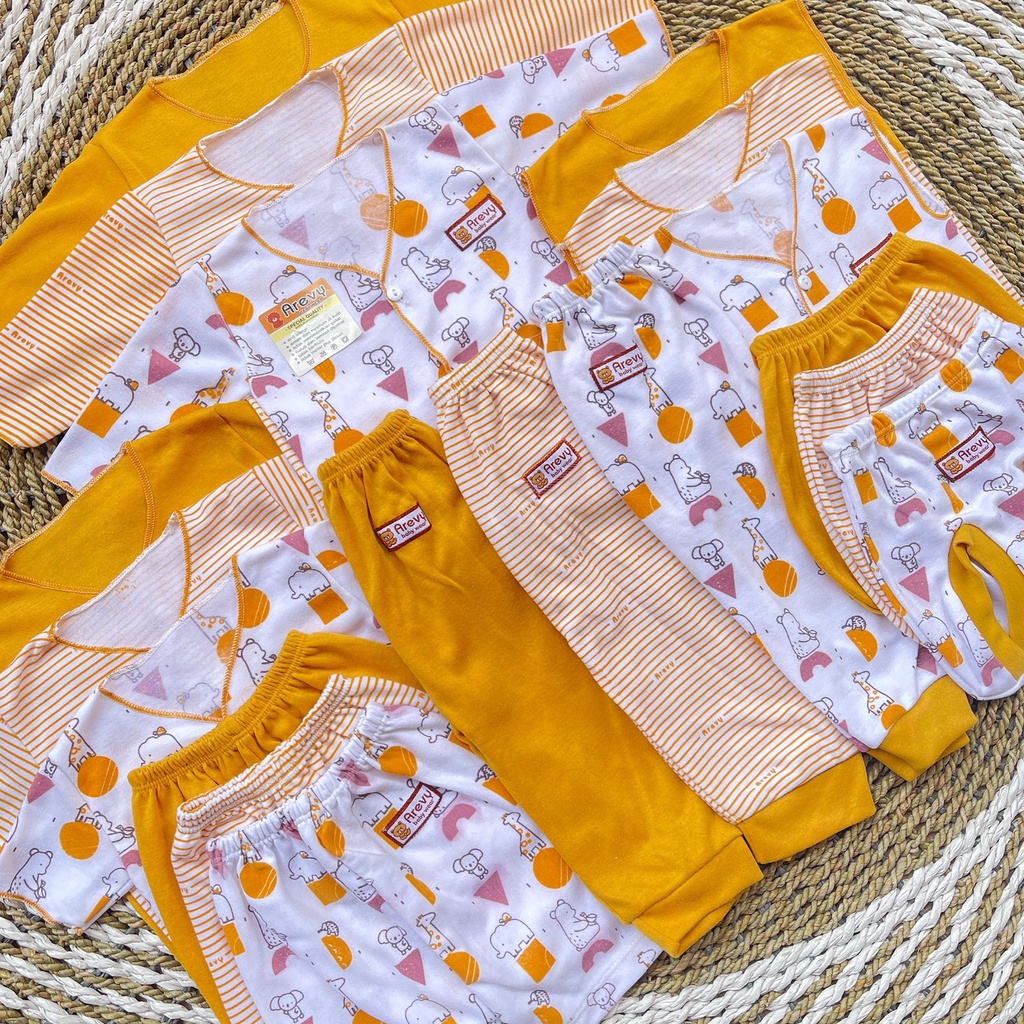 Paket Baju Bayi Newborn Arevy &amp; Kenzie Babywear 0-3M Mustard Series Perlengkapan Bayi Baru Lahir &amp; Kado Baby Giftset Paket Lahiran Setelan Piyama Bedong STK Jumper Popok Gurita Topi