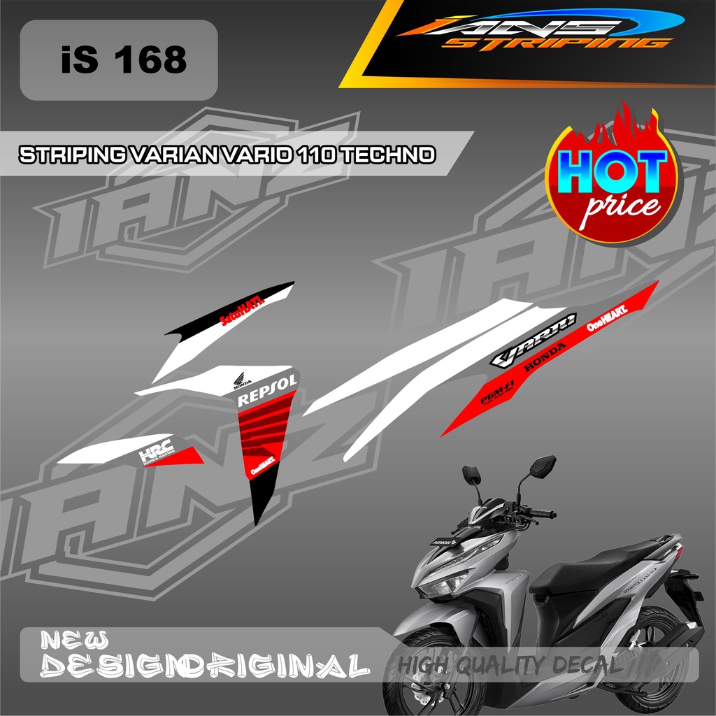 DECAL STIKER HONDA VARIO TECHNO 11O FULLBODY 2009-2013 DESAIN SIMPEL REPSOL / STIKER BODY VARIO 110 REPSOL / STRIPING KERETA HONDA VARIO IS168