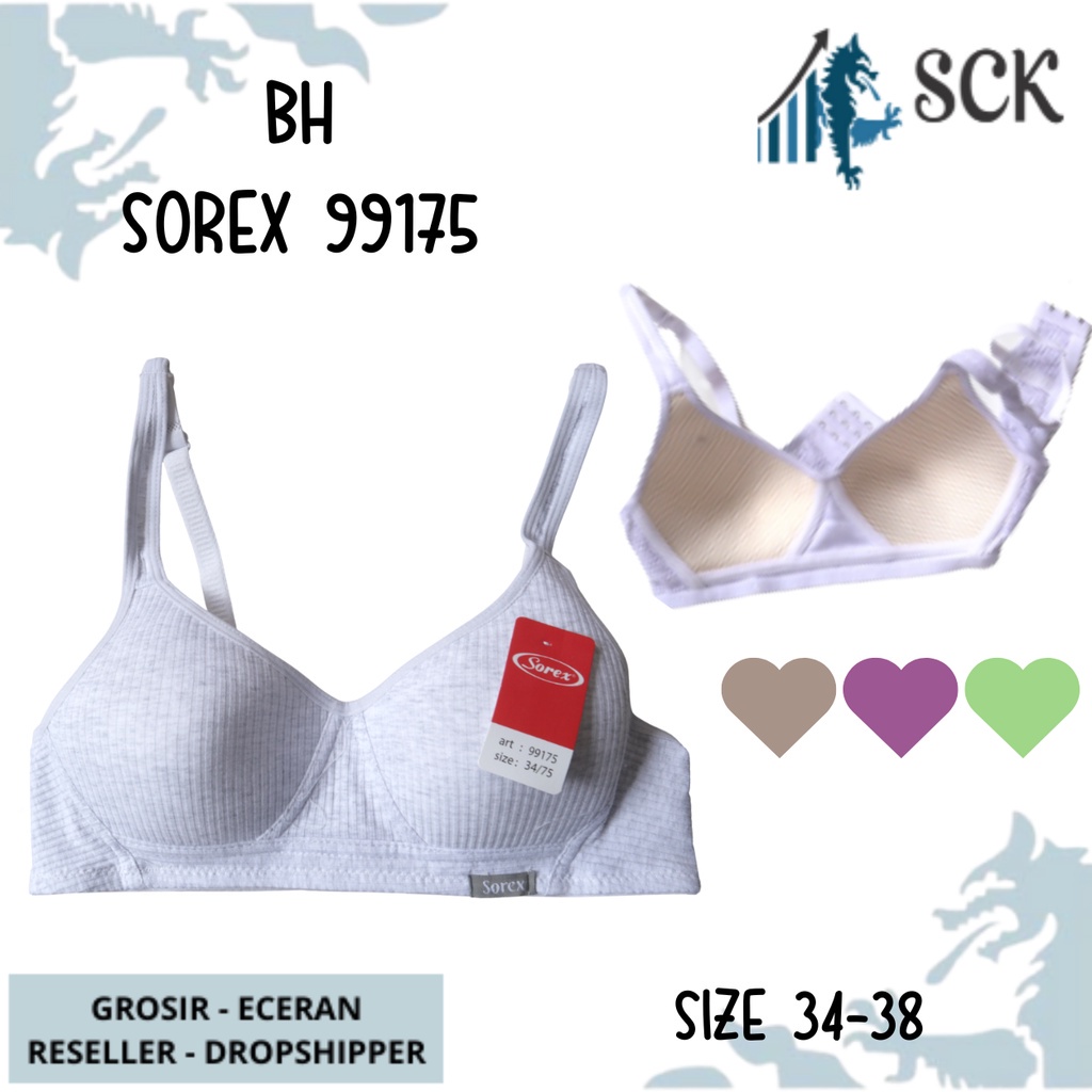 BH SOREX 99175 Tanpa Kawat Busa Tipis / Pakaian Dalam Wanita Motif Salur GROSIR