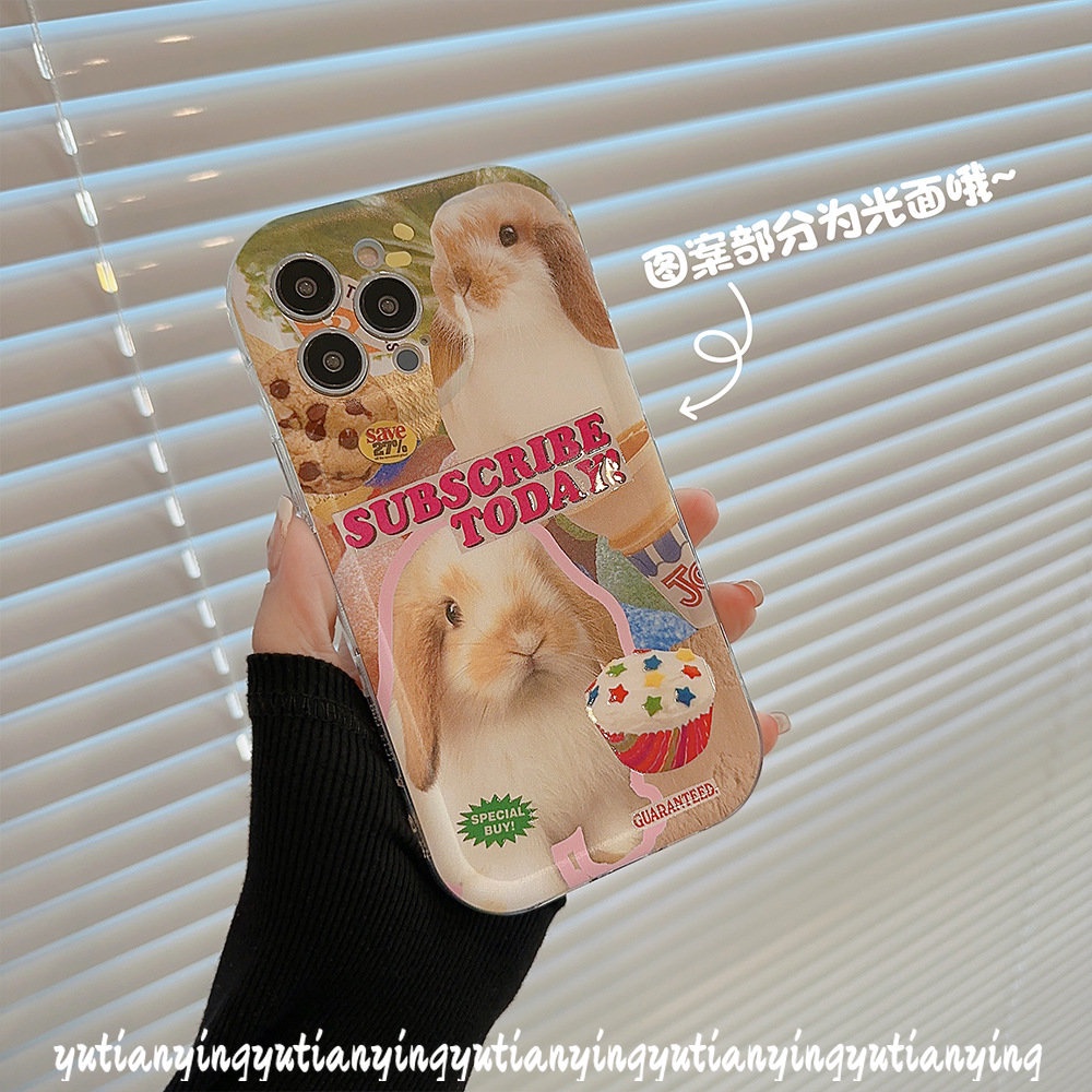 IPHONE Shockproof Airbag Casing Kompatibel Untuk Iphone14 13 11 12 Pro Max XR 6 6S 7 8Plus X XS Max SE 2020 11 Pro Max Ins Panas Lucu Kartun Kelinci Kue Cookie Lembut TPU Case Cover