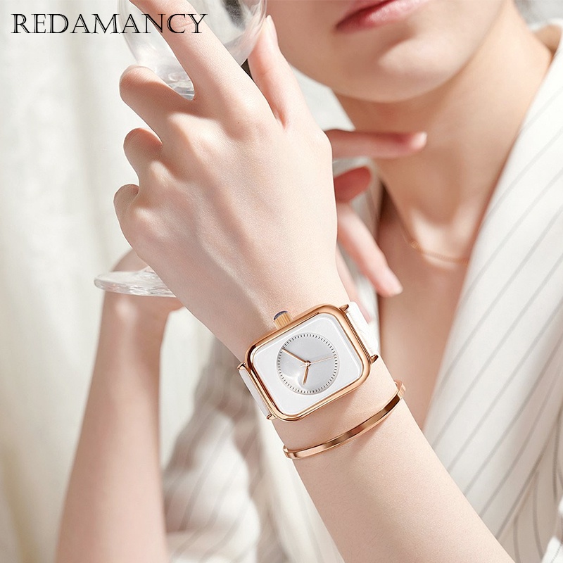 Redamancy Original jam tangan wanita  Fashion Casual Watch Tonton Kuarsa Arloji tahan air Kulit