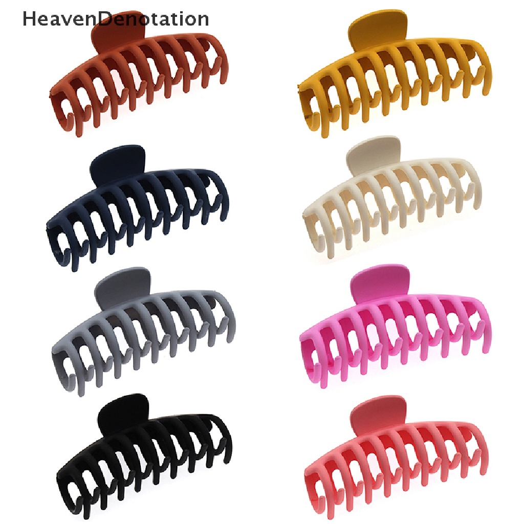 [HeavenDenotation] Korea Solid Cakar Rambut Besar Elegan Frosted Plastik Klip Rambut Jepit Rambut Barrette Hiasan Kepala Untuk Wanita Gadis Aksesoris Rambut HDV