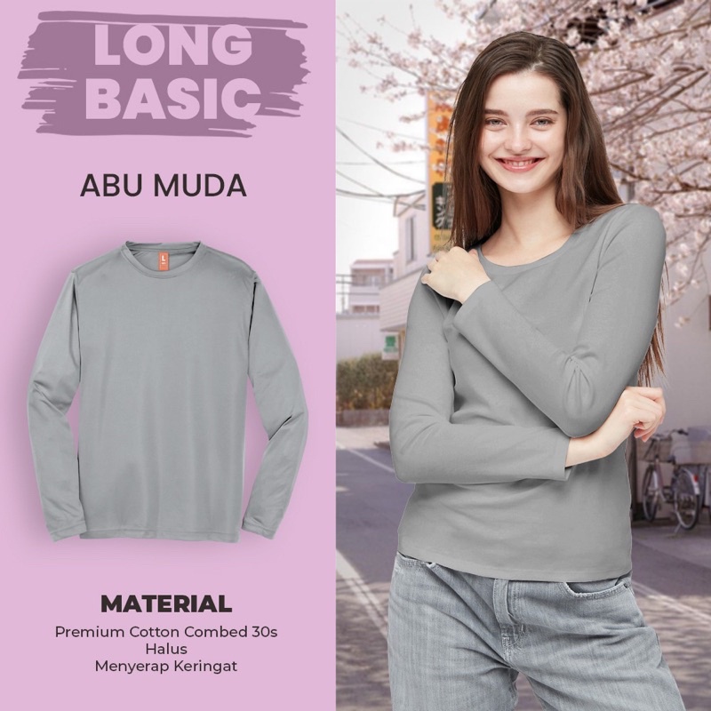 Kaos Polos Lengan Panjang Kerah Bulat Leher Round Neck PE