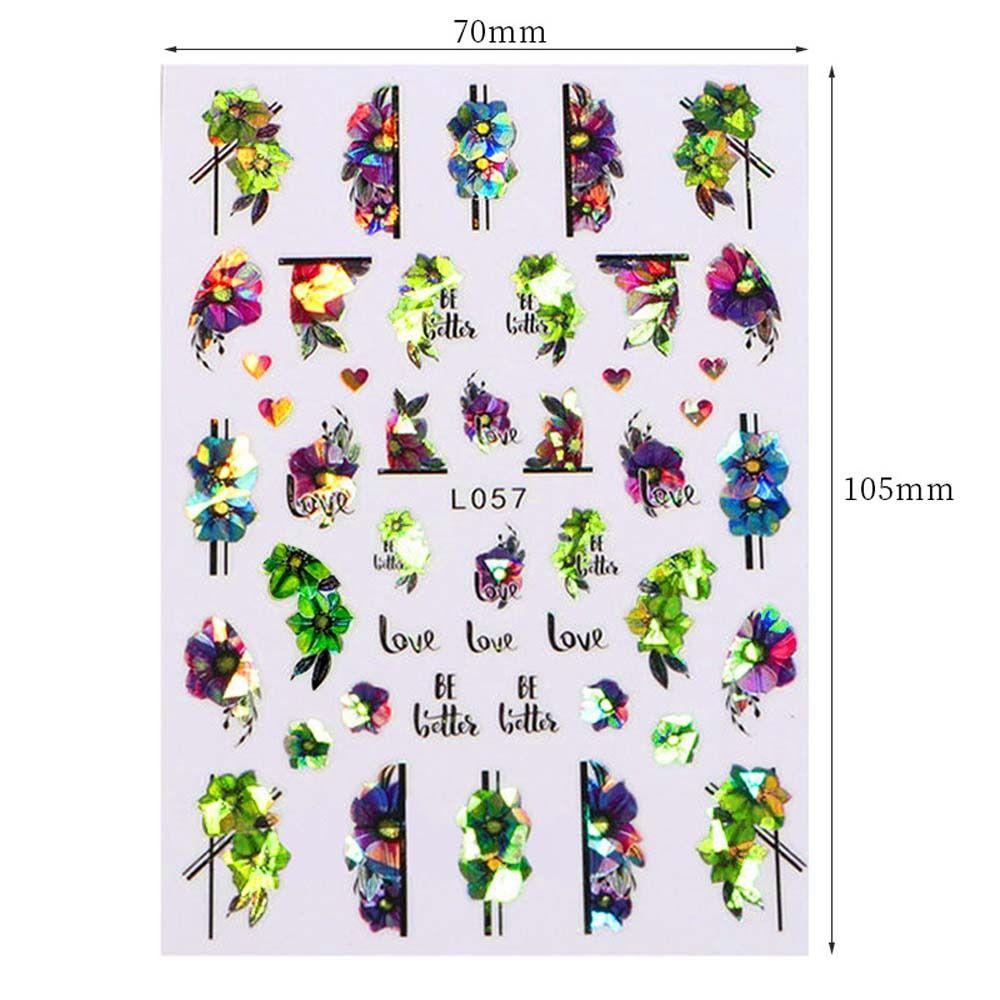 AUGUSTINA Stiker Kuku Bunga Agustina Fashion Ins Style Daun Manikur Aksesoris Tulip Stiker Kuku Laser