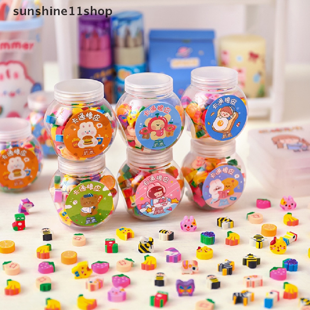 Sho 50PCS Karet Lucu Penghapus Kreatif Hewan Buah Pensil Erasers Mini Kawaii Alat Tulis Anak Siswa Perlengkapan Kantor Lucu Eraser N