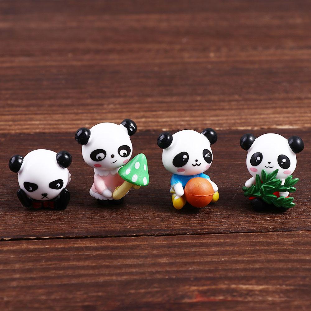 LANFY Micro Landscape Patung Hewan Lucu Pot Landscape DIY Kerajinan Pemandangan Dekorasi Miniatur Patung Buah Model Panda