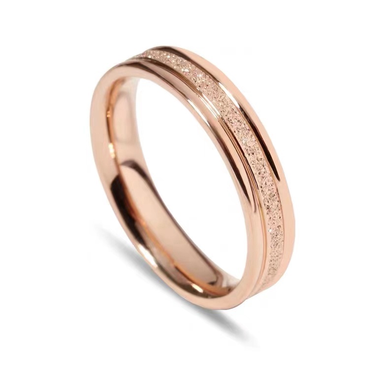 Cincin Jari Telunjuk Bahan Titanium Steel Lapis Rose Gold / Silver 18K Model Buram