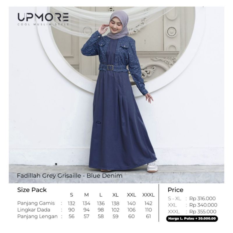 Gamis Upmore Gamis Fadillah Grey Grisaille Blue Denim Fadilah