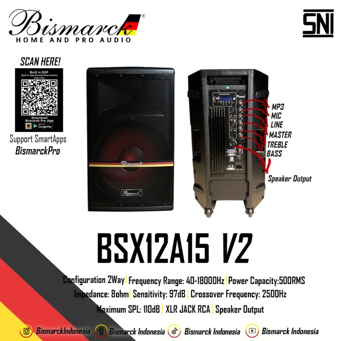 Speaker Aktif Bismarck 15 inch BSX-12 A15 V2 aktiv bsx12 a 15