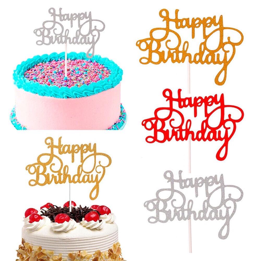 Topper Kue Desain Happy Birthday / Hiasan Kue Ulang Tahun bahan KERTAS glitter - LPM Shop