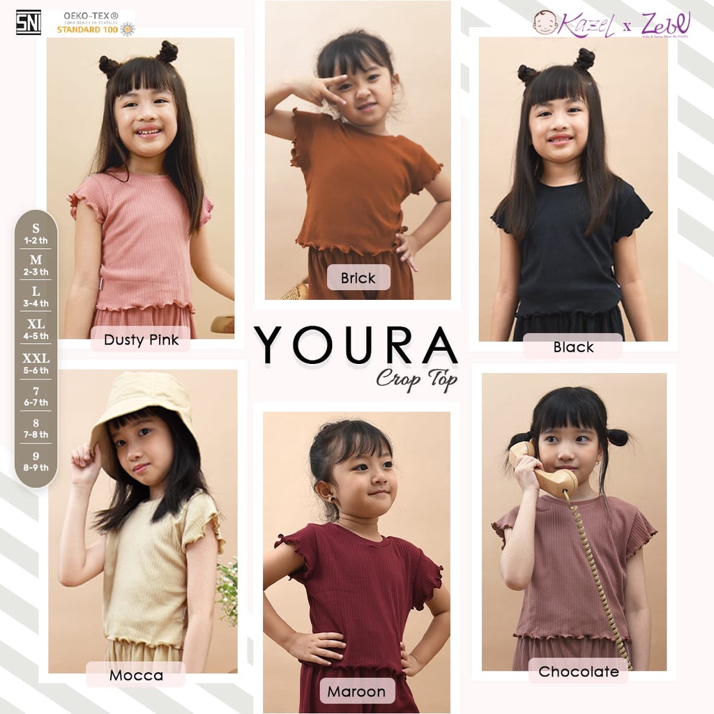 Kazel Youra 1-9 Tahun Atasan Top Baju Anak Perempuan X Zebe CBKS