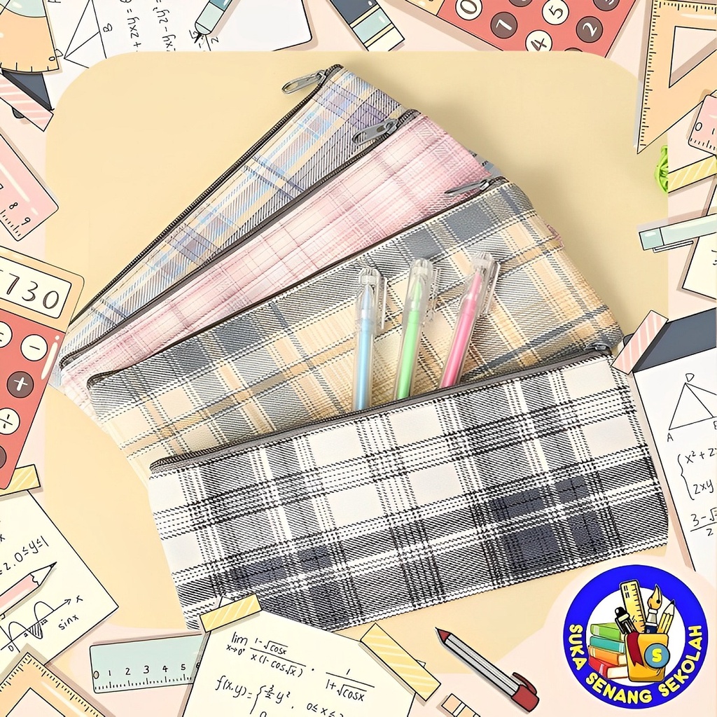 

Kotak Pensil / Pensil Case Kain Canvas Motif Garis Warna Warni SK0091