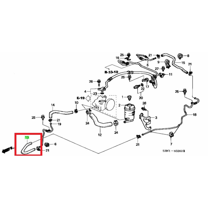 selang slang hose oil coller return balik power stering steering honda odyssey 2001 2002 2003 53732-S3N