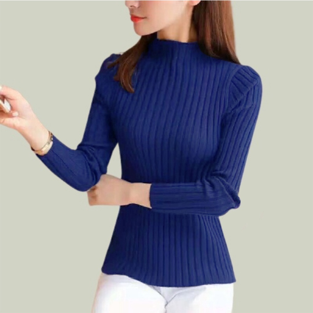 HOPYLOVY - Atasan Sweater Rajut Tebal Wanita Turtleneck Body Fit Turtle Azriel