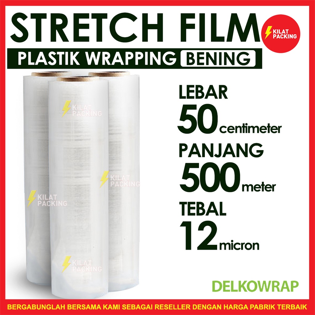 

Al STRETCH FILM BENING MURAH 50CM X 500M WRAPPING BARANG DELKOWRAP SATUAN