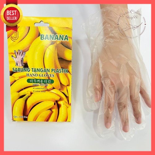 GOS -C410- Sarung Tangan Plastik Banana 1 BOX - Sarung Tangan Plastik Serbaguna Transparan Sekali Pakai