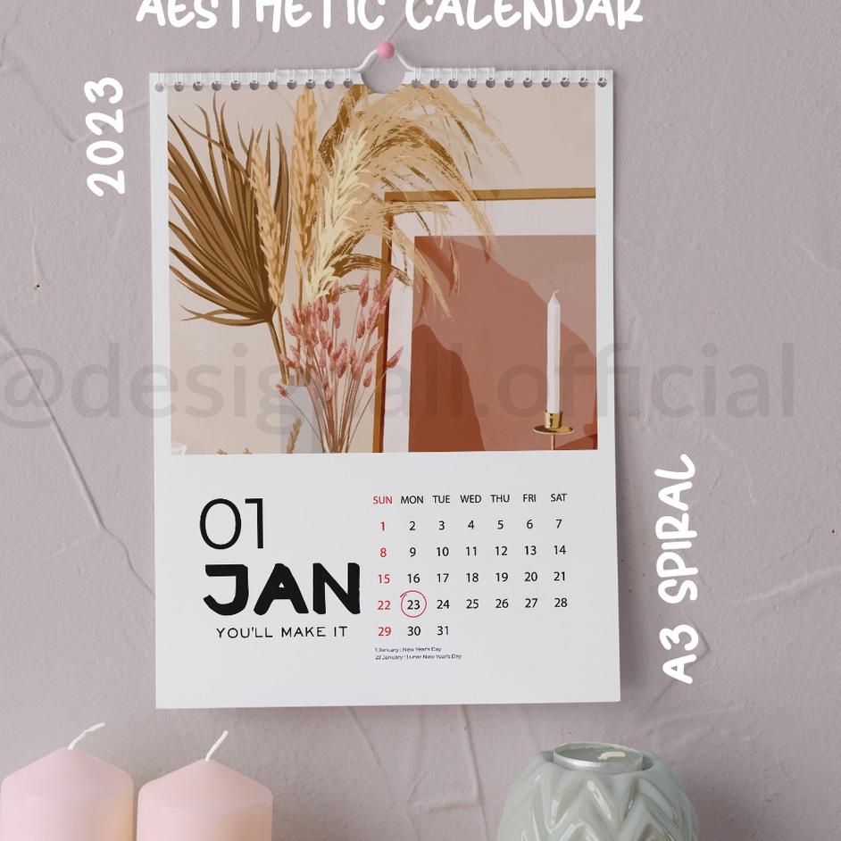 

Paket Meriah DESIGNALL KALENDER DINDING AESTHETIC 2023 A3 SPIRAL GH
