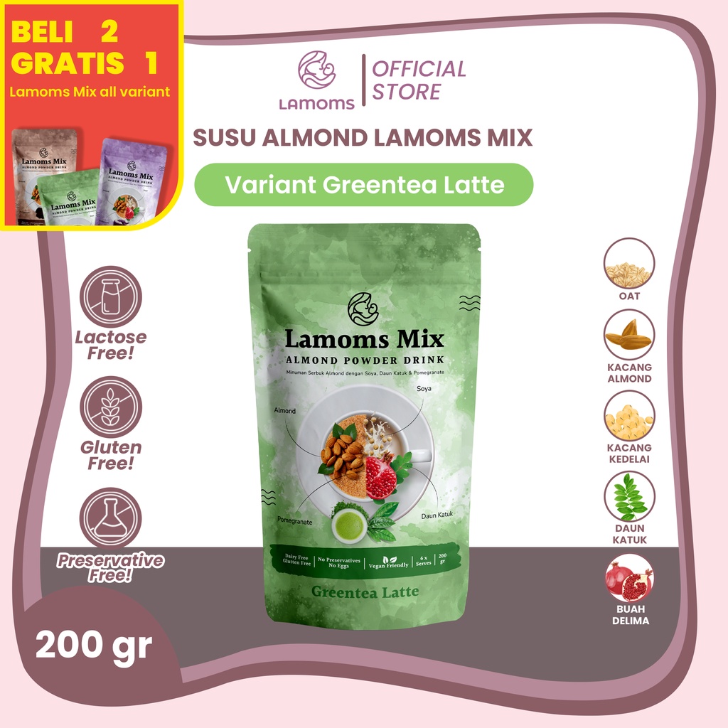 [BELI 2 GRATIS 1] ASI Lancar & Kental - Susu Almond + Oat + Soya + Katuk + Pomegranate - 200gr