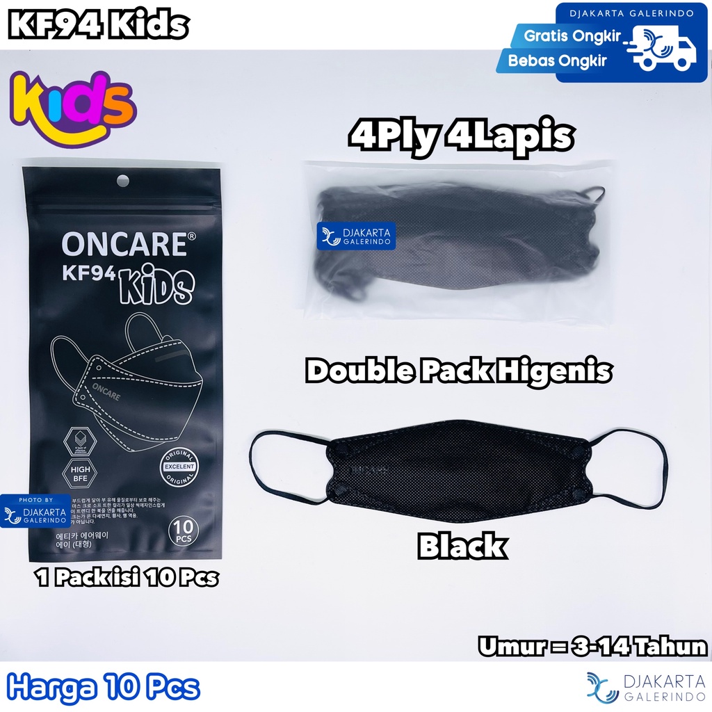 Masker KF94 Anak 4Ply Hitam Putih Formal Original isi 10Pcs