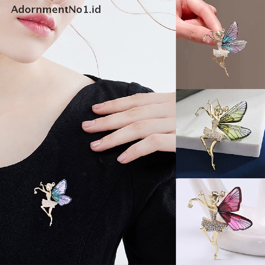 [AdornmentNo1] Fashion Alloy Malaikat Peri Hias Zirkon Bros Untuk Wanita Mantel Berlian Imitasi Payet Korsase Pin Perhiasan Hadiah [ID]