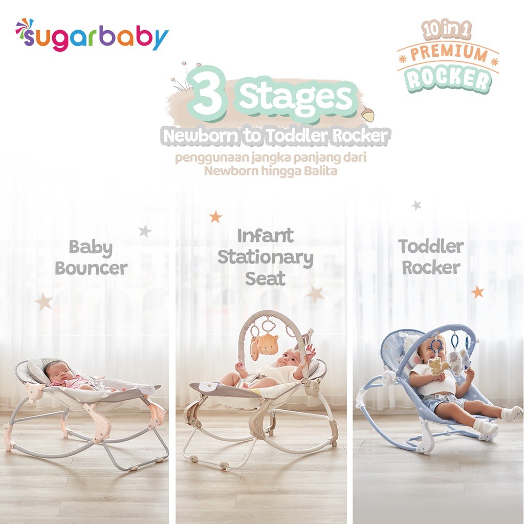 SUGAR BABY 10IN1 PREMIUM ROCKER - NEWBORN TO TODDLER ROCKER