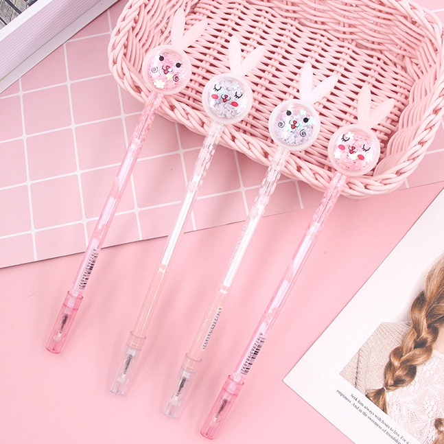 1pc Kawaii Cute Rabbit Modelling Gel Pen 0.5mm Isi Ulang Tulisan Hitam Pena Netral Perlengkapan Kantor Sekolah