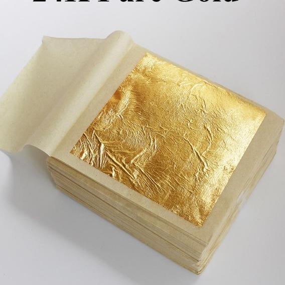 

✦ Edible Gold leaf bisa dimakan 24k sise 4.3cm ( isi 10 sheets) ♪