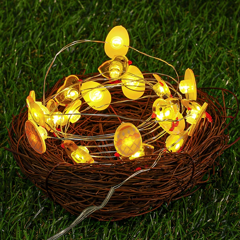 1m / 2m Battery Powered LED Chicks Shape Cartoon String Light / Bendable Copper Wire Fairy Tale Lamp / DIY Easter Party Decorative Ambient Lights