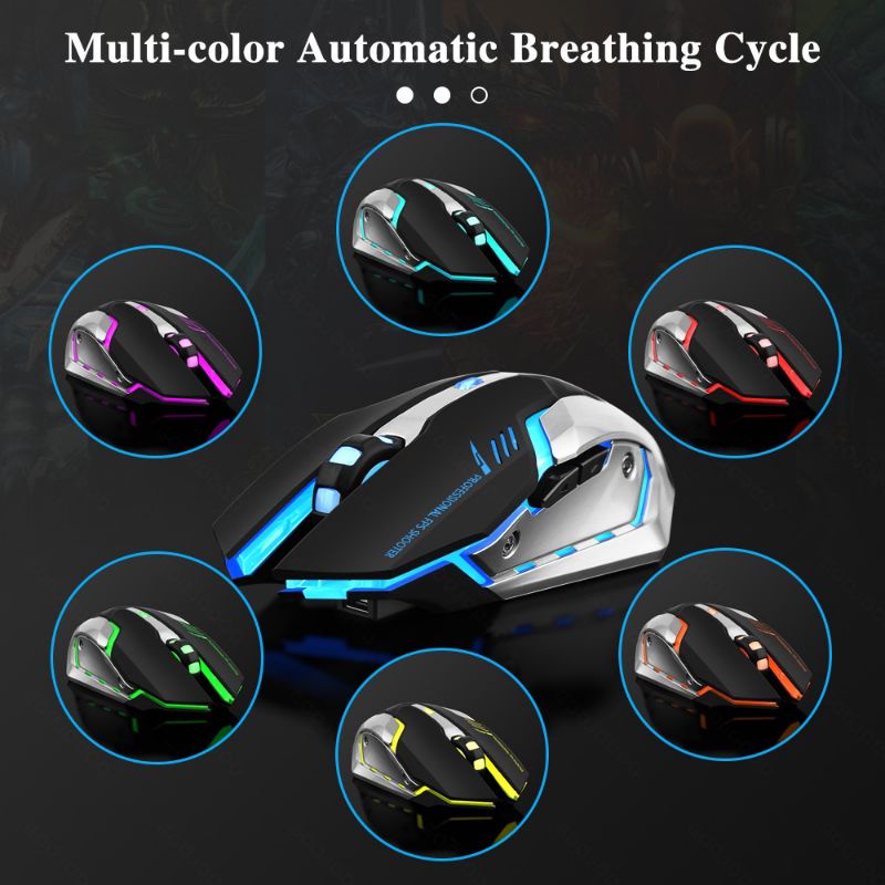 Goojodoq M08 Mouse Gaming 2in1 Bluetooth &amp; Wireless RGB 2.4G 1600 DPI Rechargeable