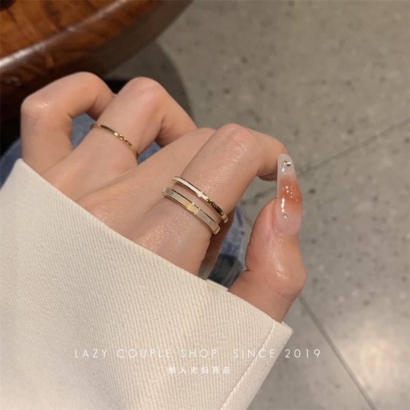 Cincin Emas Simple Double-layer Opening Adjustable Fritillary Rings Untuk Perhiasan Aksesori Wanita