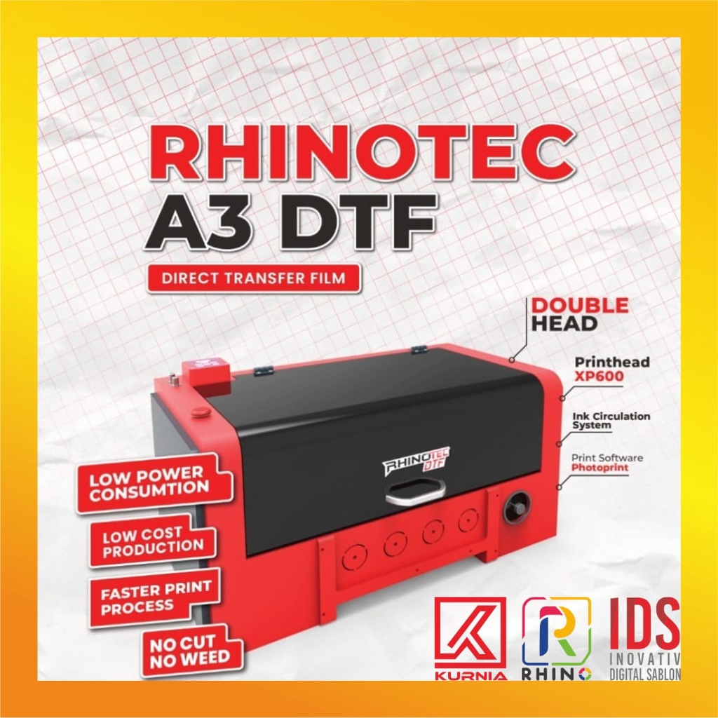 Rhinotec Printer DTF A3 dan Curing A3 DTF Roll To Roll Paket Usaha