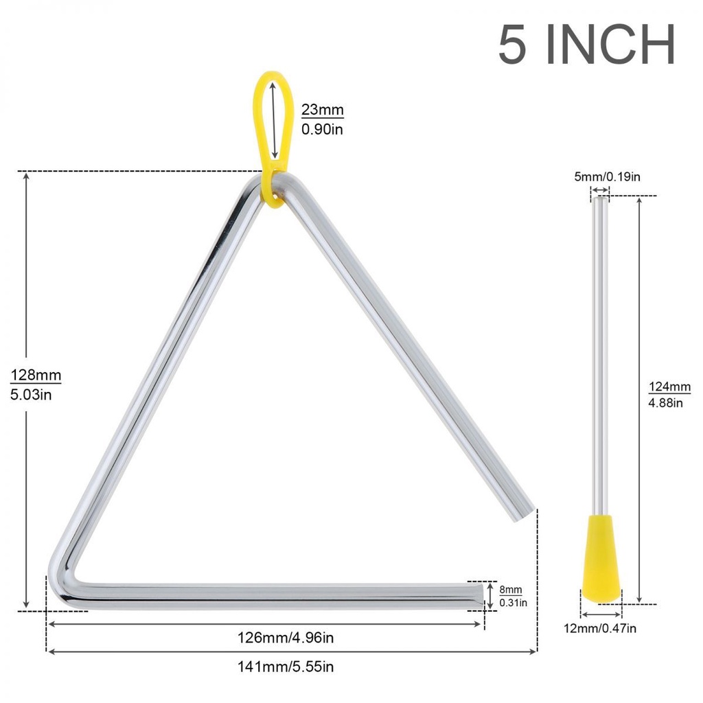 3ukuran Opsional Instrumen Perkusi Tangan Segitiga Baja Musik Untuk Edukasi Musik Anak