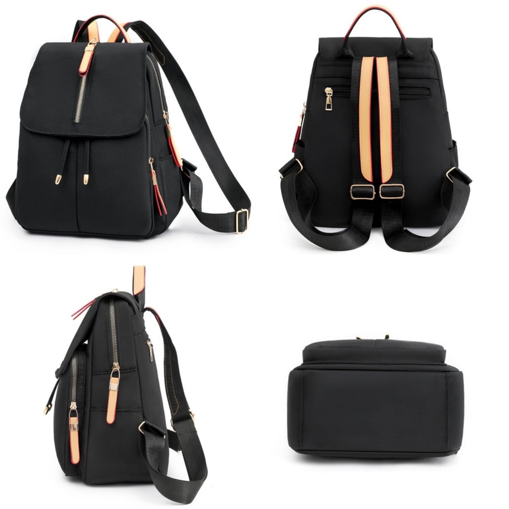 TAS RANSEL WANITA FALCONA TA741B5 IMPORT SEKOLAH KULIAH KERJA KEKINIAN ANTI AIR HITAM CEWEK KOREA BATAM BACKPACK BRANDED REMAJA SIMPLE PREMIUM GENDONG PUNGGUNG