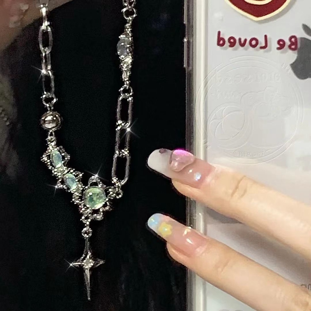 Kalung Rantai Perak Choker Untuk Wanita Y2K Pink Manis Zirkon Hati Liontin Kalung Aksesoris Perhiasan