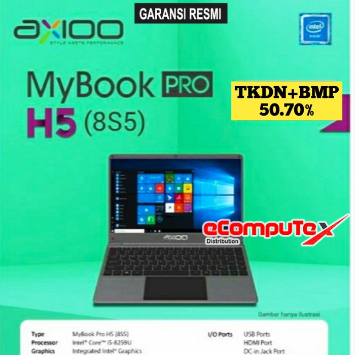 LAPTOP AXIOO MYBOOK PRO H5 (8S5) i5 8GB 512GB 14&quot;FHD IPS TKDN GARANSI RESMI