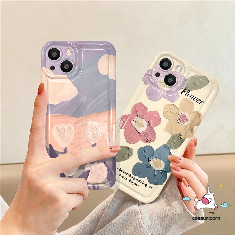 Casing Redmi Note 10 11s 11 10s 9 9 Redmi 12C 9 10c10 9T 9C NFC A1 10A 9A Note11 POCO F4 Fresh Art Lukisan Cat Minyak Bunga Tulip Airbag Shockproof Soft TPU Case Flower Cover