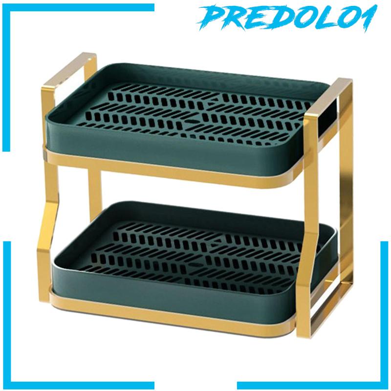 [Predolo1] Rak Organizer Meja Dapur Double Layer Dengan Nampan Tiris