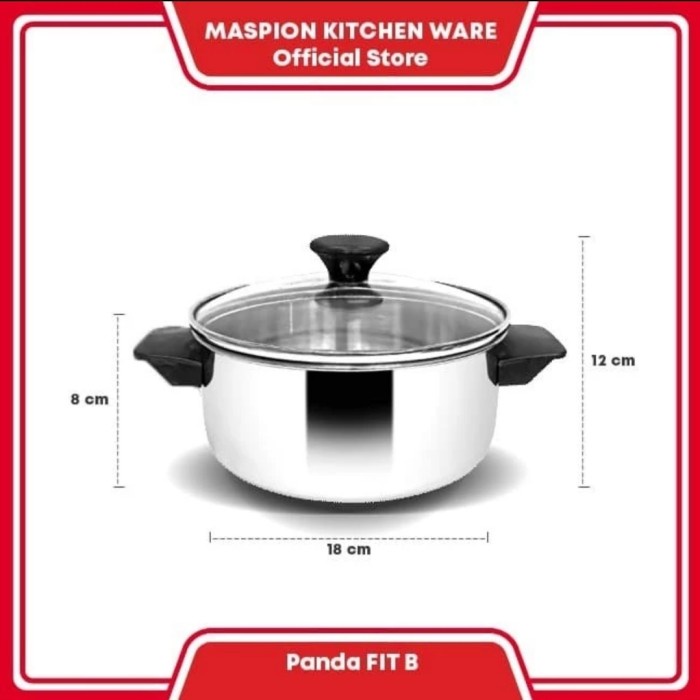 Maspion Panda Fit B Dutch Oven &amp; Frypan Stainless Steel 18 dan 20 cm