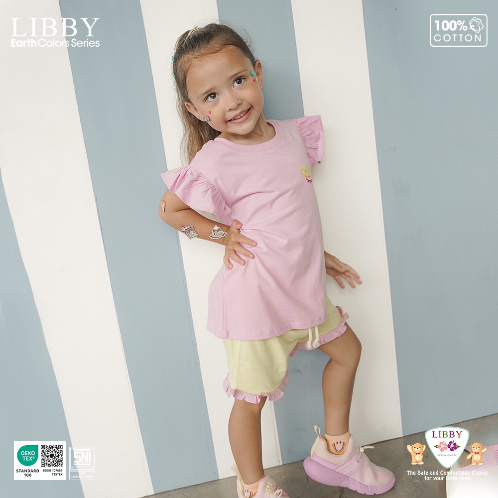 Baju Bayi Stelan Anak Perempuan Set Oblong Pendek-Celana Pendek LIBBY Earth Niji Series GIRL (1 STEL)