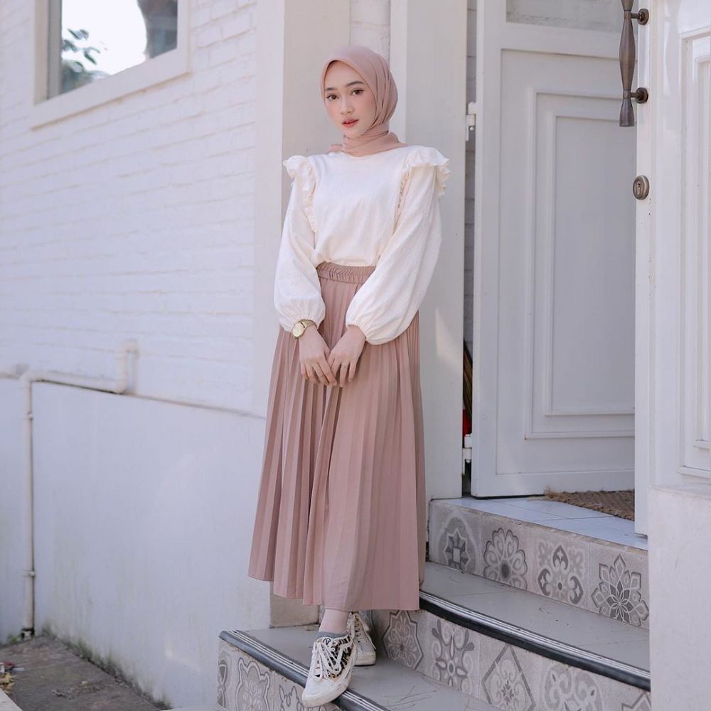 Rok Payung Plisket Premium Muslim Wanita Kantor Kuliah Panjang BY QOID