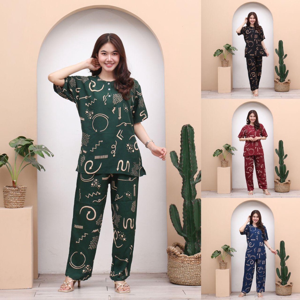 Setelan CP ANDIN Setelan Tyedye Batik Piyama Batik Baju Tidur Dater Cantik