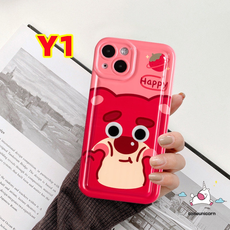 IPHONE Kompatibel Untuk Iphone14 11 13 12 Pro MAX 7plus XR 8plus 7 8 6 6S Plus X XS MAX Kartun Toy Story Cute Strawberry Bear Manyo Alien Lembut TPU Pasangan Case Lovers Phone Cover