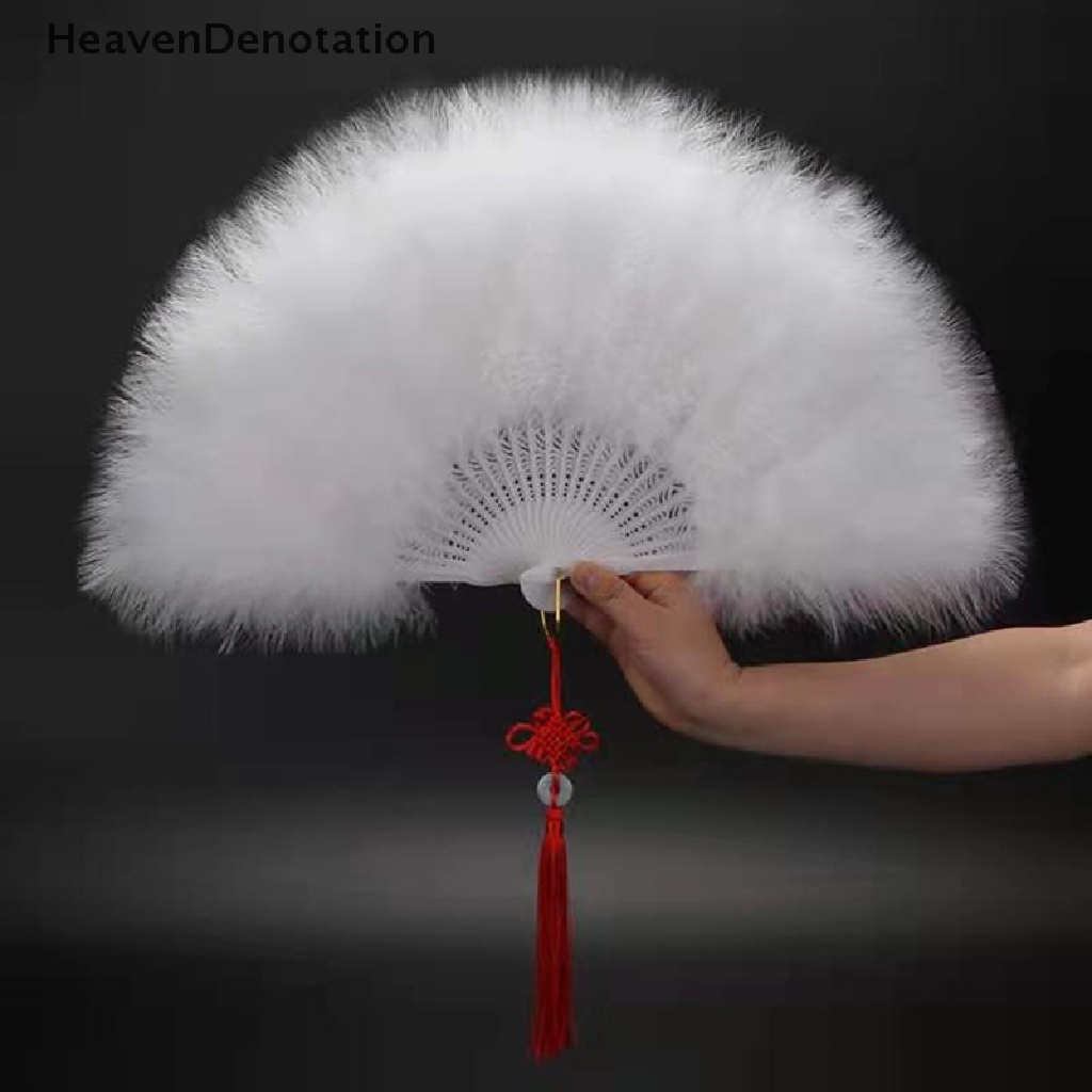 [HeavenDenotation] Kipas Lipat Bulu Gadis Peri Manis Jepang Gothic Court Dance Hand Fan HDV