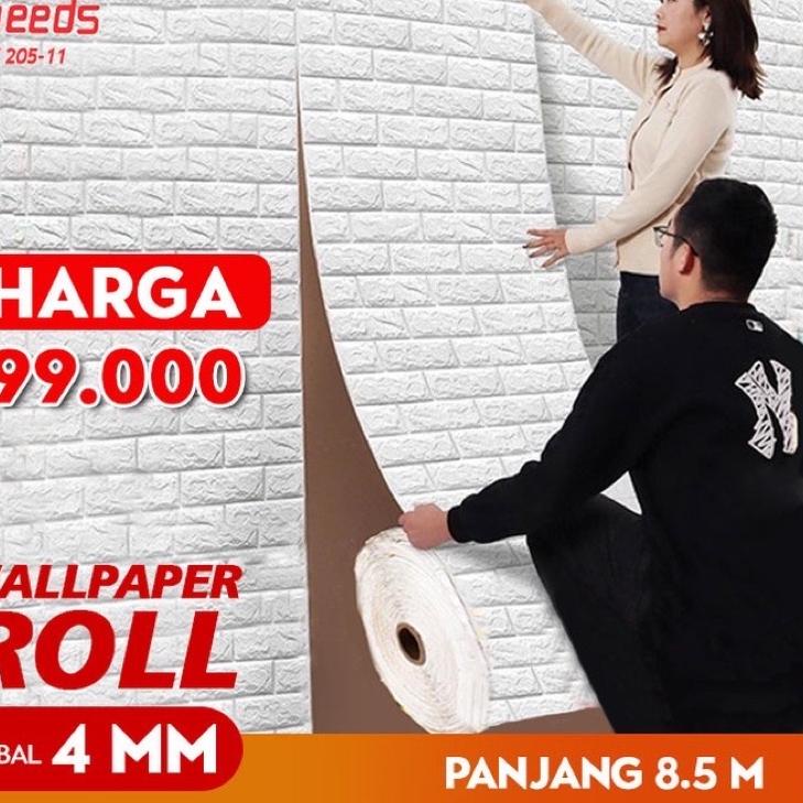 Wallpaper Dinding Roll Wallpaper 3D Wallpaper Dinding batu bata 205-1  ✔