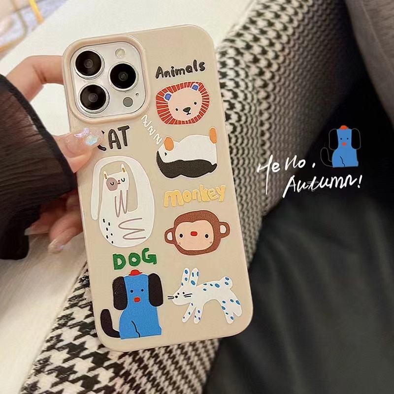 IPHONE Ins Pola Lukisan Abstrak Cocok Untuk Iphone14 14pro 14plus 13 13mini 13pro 13prm iPhone12 7Plus 8Plus Xr XS 13 12mini Pro Max Empat Sudut Casing Ponsel Tahan Guncangan